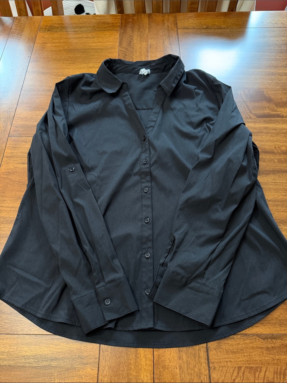 Elle Black Long Sleeve Button-Down Shirt